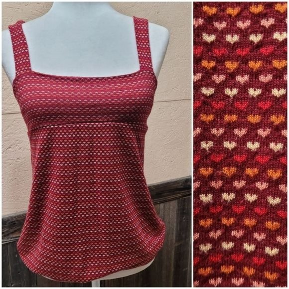 Tops - Unbranded Women's Size Medium Red Heart Print Tank Top Knit Banded Waist
